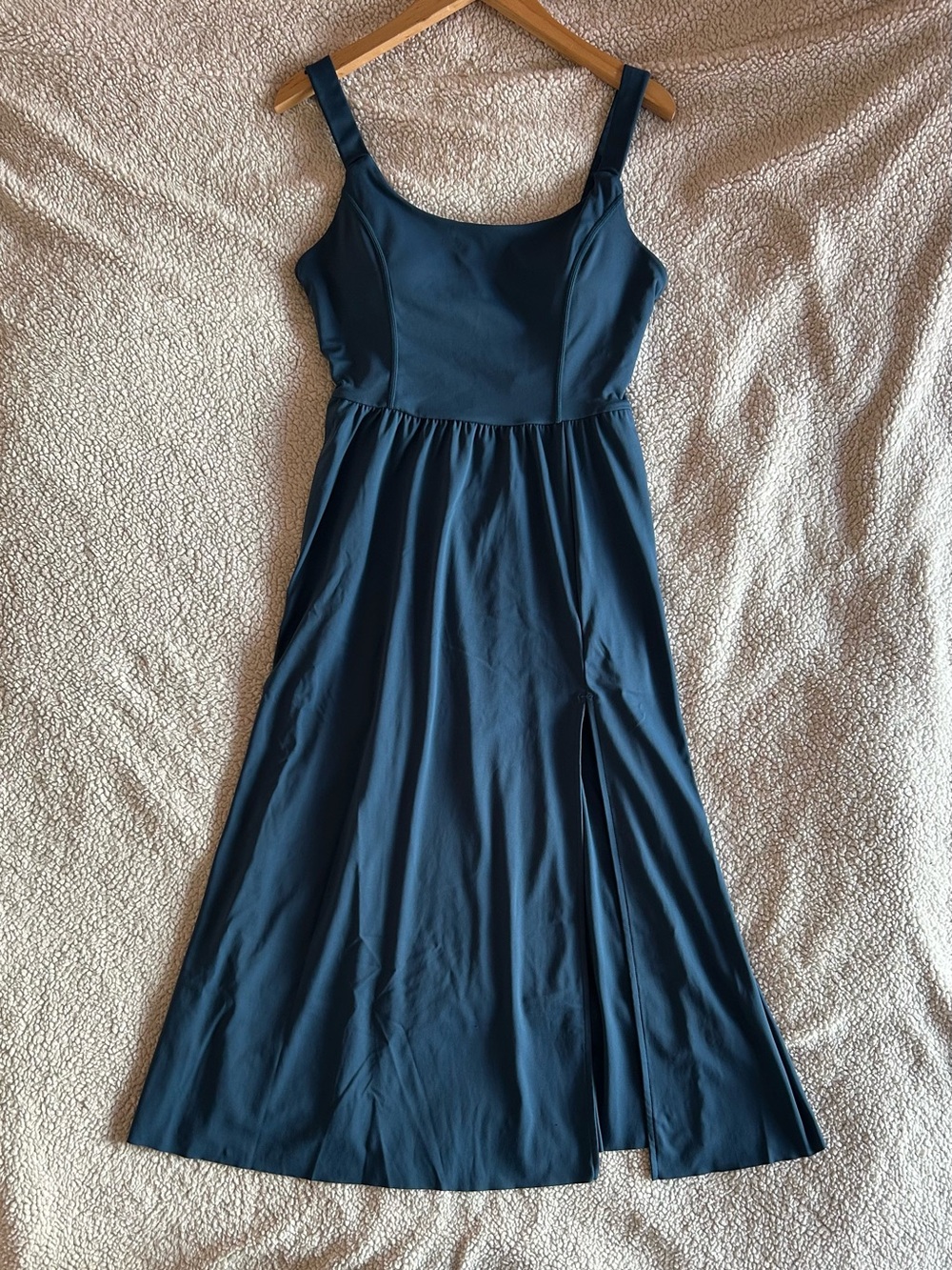 Blue Sleeveless Midi Dress with removable bra